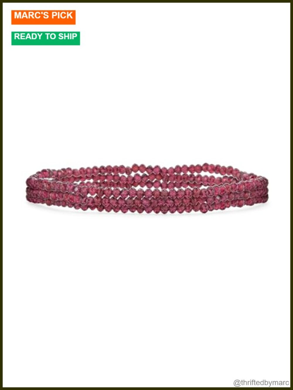 Genuine Gemstone Garnet Beaded Stretch Bracelet Set of 3 Stackable Strands